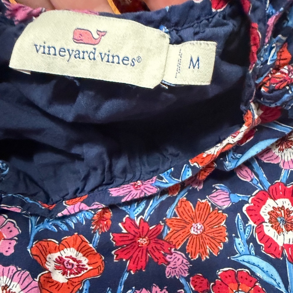 Vineyard Vines Girl's Sleeveless Tisbury Floral Tank Top Blue Pink Cotton Medium - Picture 5 of 10